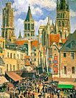 Camille Pissarro - The Old Market at Rouen painting